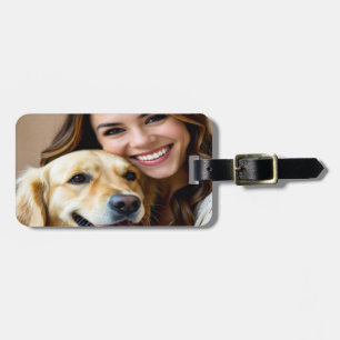 Add Golden Retriever Photo Personalize Luggage Tag