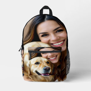 Add Golden Retriever Photo Personalize Printed Backpack