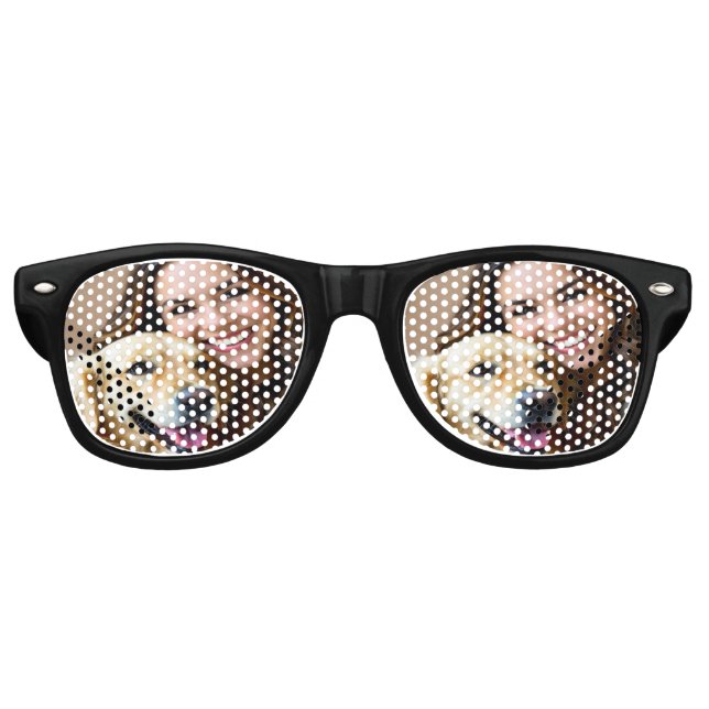 Add Golden Retriever Photo Personalize Retro Sunglasses (Front)