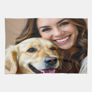 Add Golden Retriever Photo Personalize Tea Towel