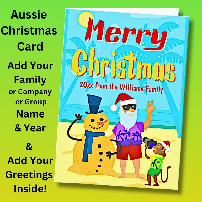 Add Greeting Text Santa Beach Photo Christmas Card (Creator Uploaded)