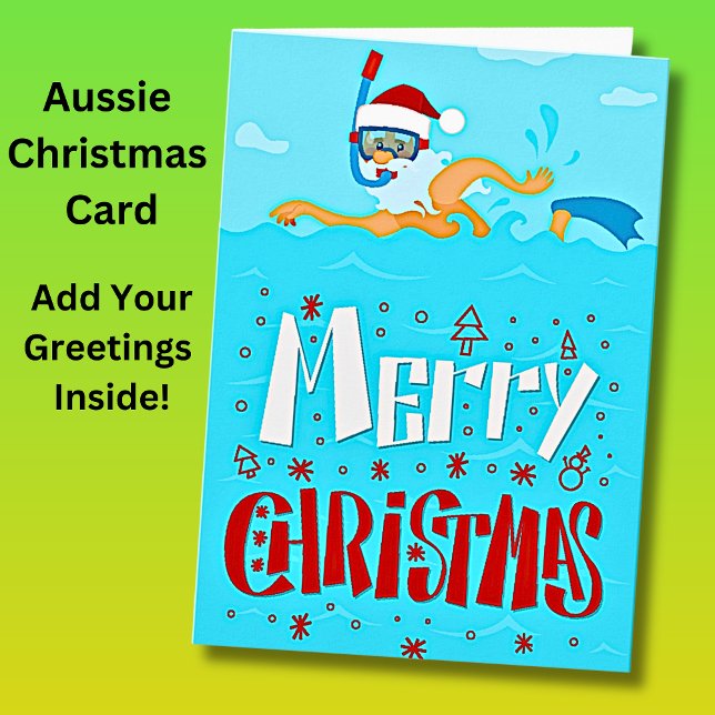 Add Greeting Text Santa Beach Snorkelling Christma Card (Creator Uploaded)