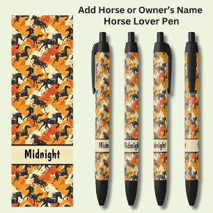 Add Horse or Owner's Name, Black Horses Ink Pen