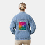 Add Image Logo Text Womens Blue Custom Template Denim Jacket<br><div class="desc">Custom Add Image Logo Template Women's Blue Basic Denim Jacket.</div>