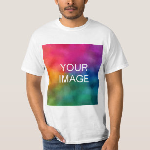 Add Image Photo Business Logo Template Mens Modern T-Shirt