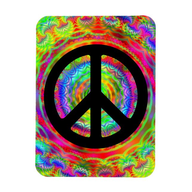 Add Image with Black Peace Symbol Magnet (Vertical)