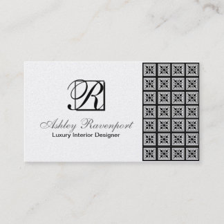 Add Info, Luxury Silver Monogram Business Cards