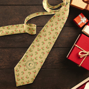 Add Initial Christmas Novelty Traditional Holiday  Tie