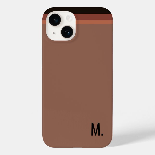 Add Initial Monogram Modern Minimalist Brown Case-Mate iPhone Case (Back)