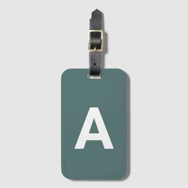 Add initial Monogram Personalised Simple Teal Luggage Tag (Front Vertical)