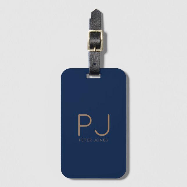 Add initial Monogram Personalized Simple  Luggage Tag (Front Vertical)