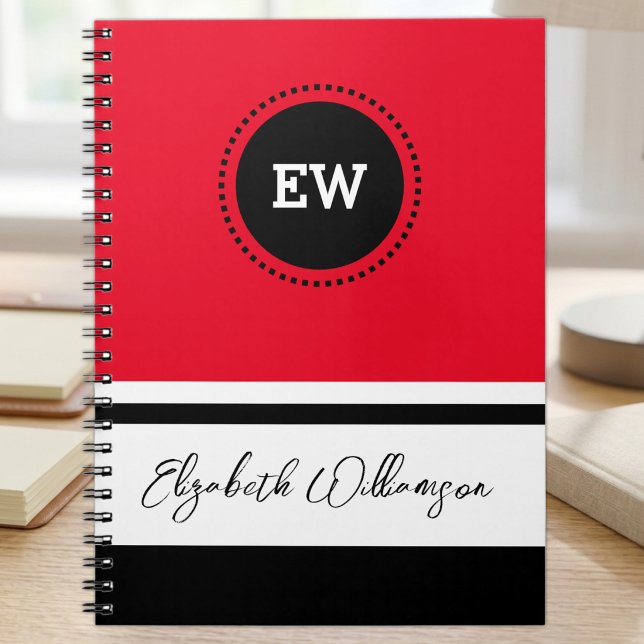 Add initials and name red and black notebook (Creator Uploaded)
