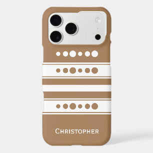 Add initials and name striped white and brown