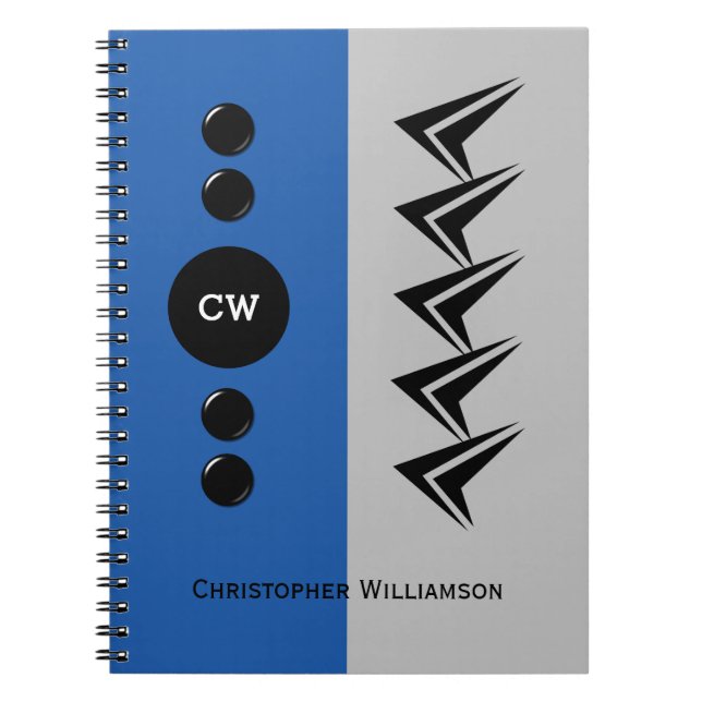 Add initials name blue and grey notebook (Front)