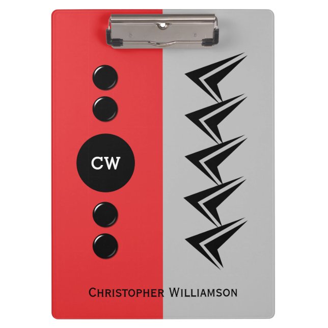 Add initials name grey and red clipboard (Front)