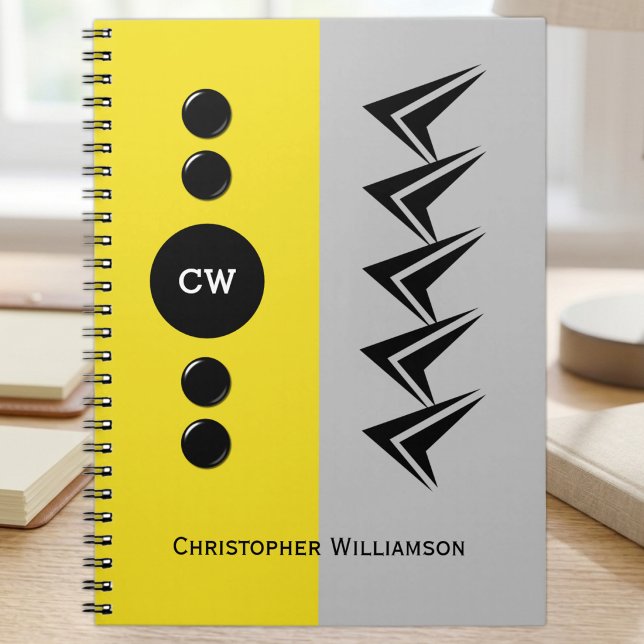 Add initials name yellow and grey notebook (Creator Uploaded)