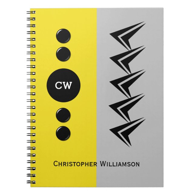 Add initials name yellow and grey notebook (Front)