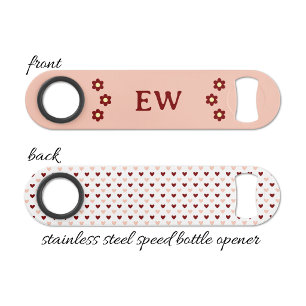 Add initials peach and burgundy