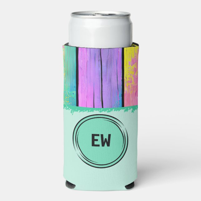 Add initials unicorn colours green seltzer can cooler (Seltzer Front)