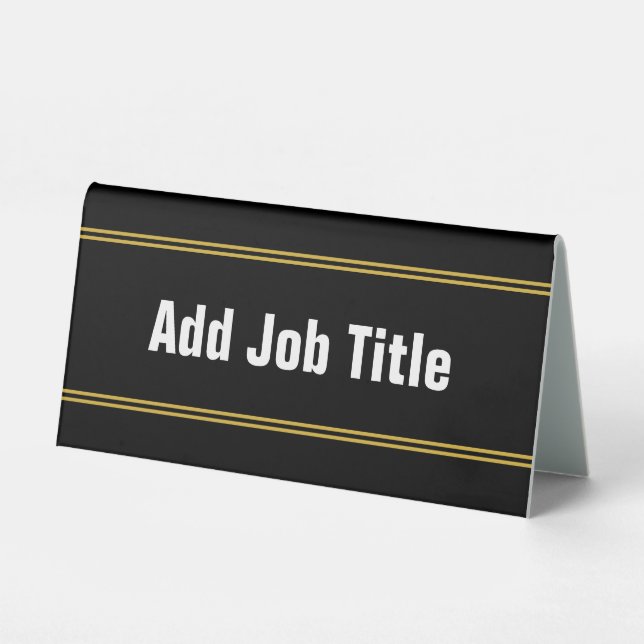 Add Job Title Black White and Gold Text Template (Front)
