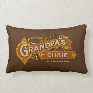 Add Kids Name Date Grandpa's Chair - Grandfather  Lumbar Cushion