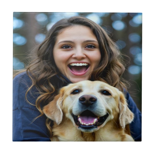 Add Labrador Retriever Photo Personalise Ceramic Tile (Front)