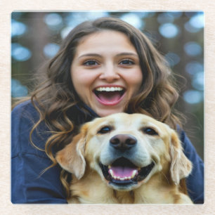 Add Labrador Retriever Photo Personalise Glass Coaster