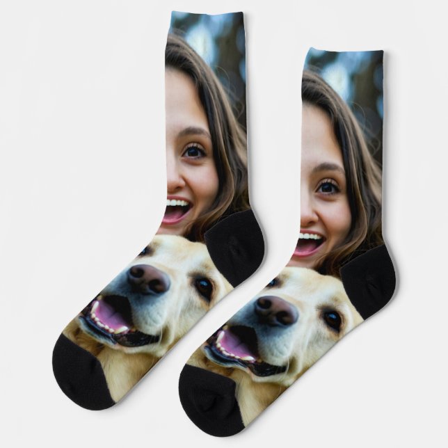 Add Labrador Retriever Photo Personalise Socks (Left)
