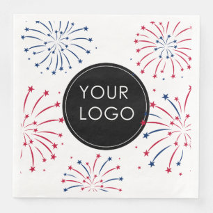 Add Logo 4th of July Business Company Fireworks Napkin
