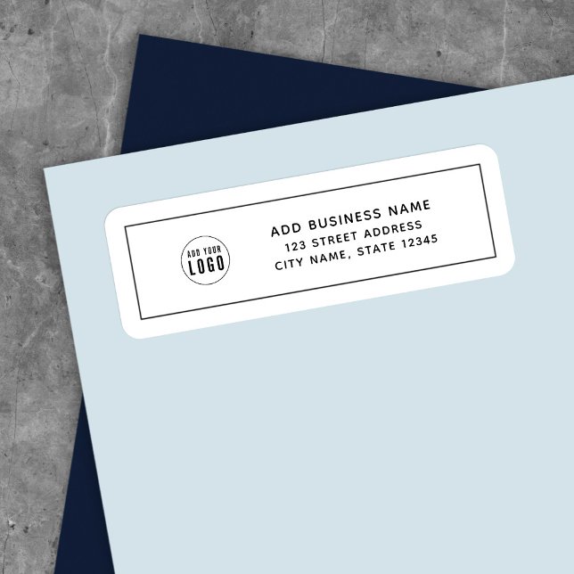 Add Logo Black Border Business Return Address Label (Creator Uploaded)
