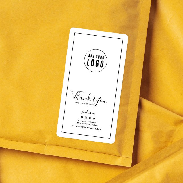 Add Logo Black Border Thank You Packaging Sticker (Creator Uploaded)