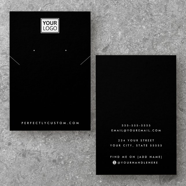 Add logo black necklace earring display card (Add logo black necklace earring display card)