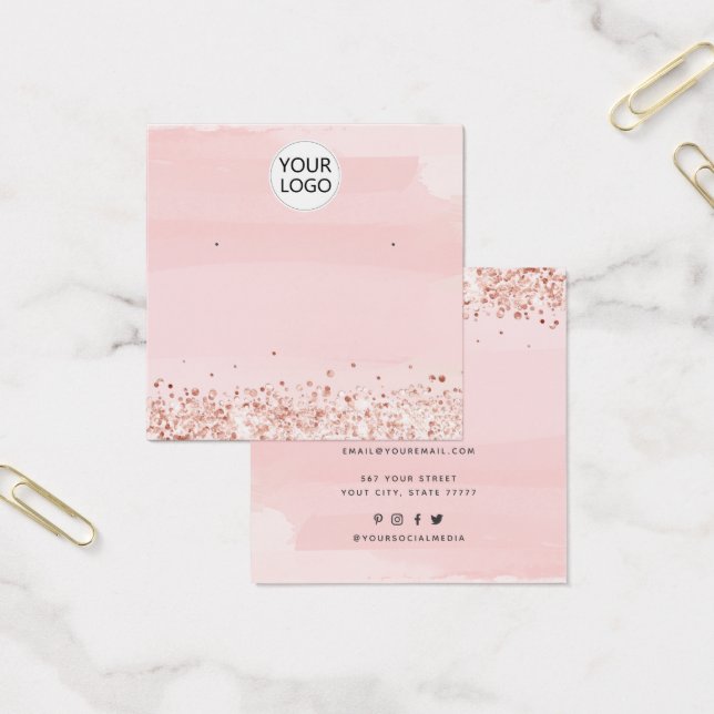 Add Logo Blush Pink Jewellery earring display card (Office)