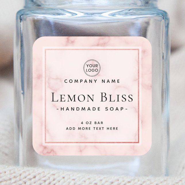  Add logo blush pink marble border product label (Creator Uploaded)