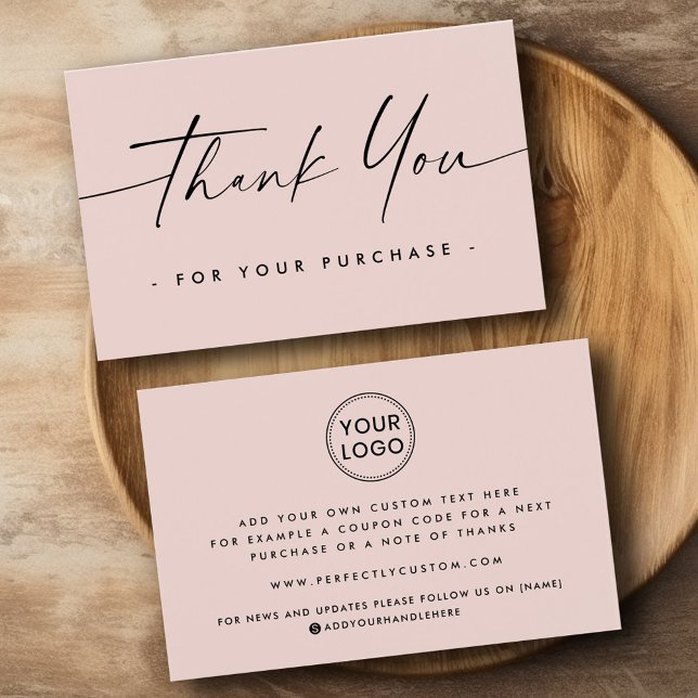 Add logo blush pink script thank you insert card (Add logo blush pink script thank you insert card)