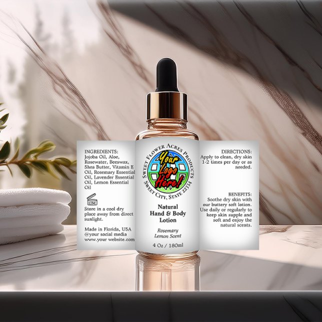 Add Logo Bottle Label 4oz or Oil Dropper Product (custom logo 4oz bottle product label)