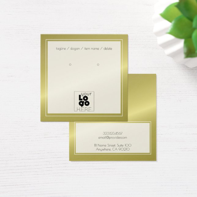 Add Logo Brass Faux Metallic Earring Display Card (Desk)