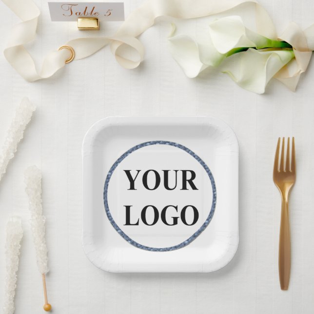 ADD LOGO Bridal Shower Plates Blush Pink Green (Wedding)