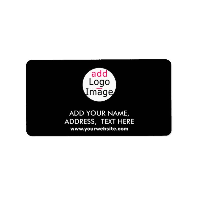 Add Logo Business Chic Customisable Black Minimal  Label (Front)