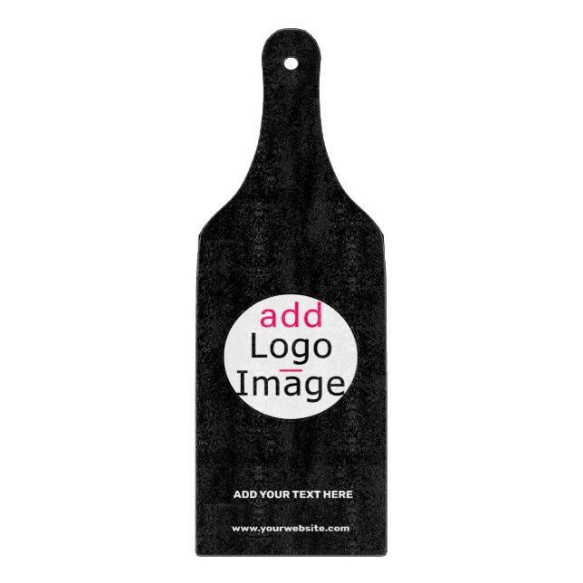 Add Logo Business Chic Customisable Brand Black  Cutting Board (Front)