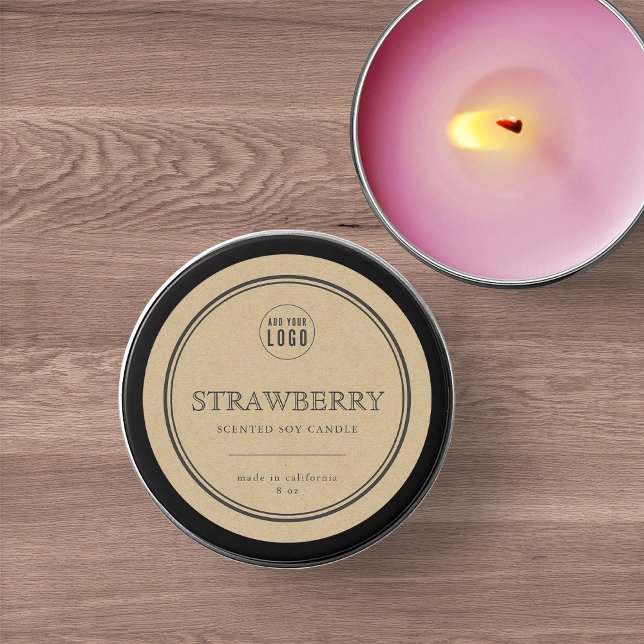 Add Logo Classic Grey Border Kraft Product Label (Creator Uploaded)