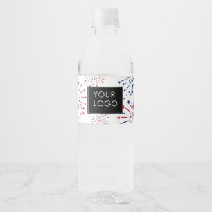Add Logo Corporate Business Company 4th of July Water Bottle Label