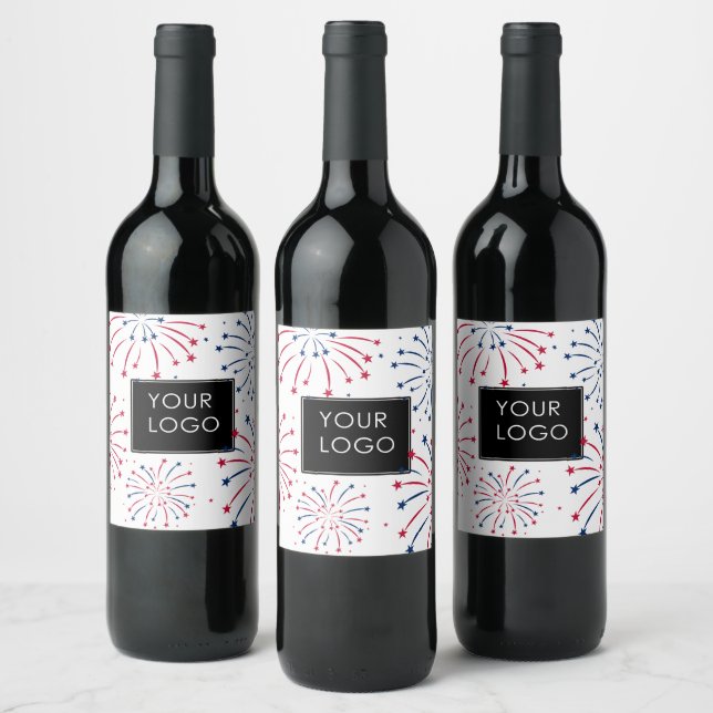 Add Logo Corporate Business Company 4th of July  Wine Label (Bottles)