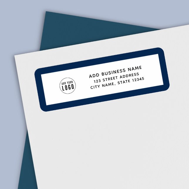 Add Logo Custom Border Business Return Address Label (Creator Uploaded)