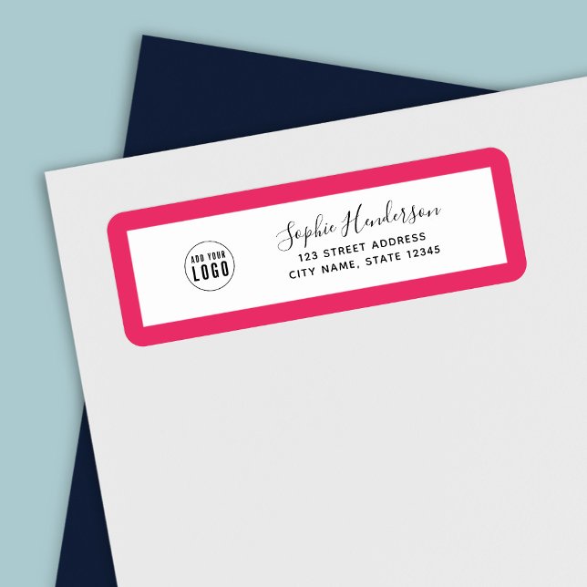 Add Logo Custom Border Calligraphy Return Address Label (Creator Uploaded)