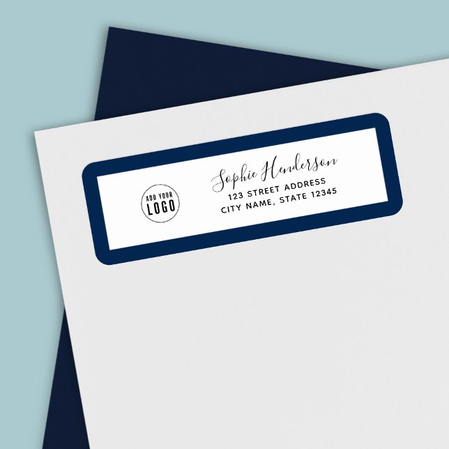 Add Logo Custom Border Calligraphy Return Address Label (Creator Uploaded)