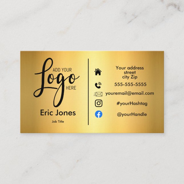 add logo Custom BUSINESS LOGO and social media Bus Card (Front)