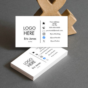add logo Custom BUSINESS LOGO and social media Bus Card
