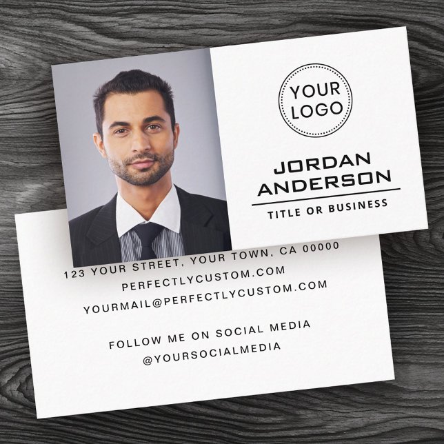 Add logo custom photo professional white business card (Add logo custom photo professional white business card)