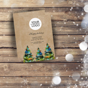 Add Logo Custom Text Christmas Pine Tree Promotion Business Card